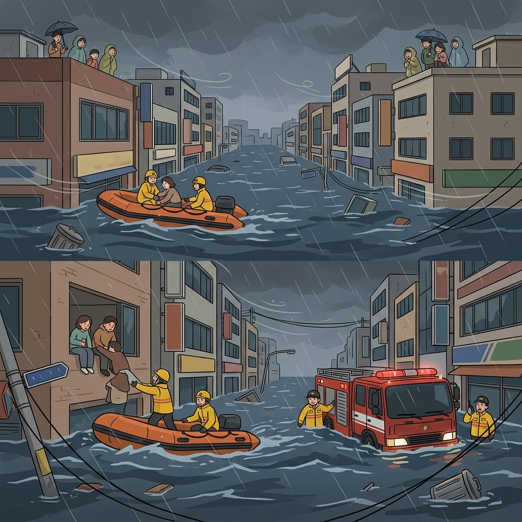 The severe storm interfered with every rescue effort until entire roads disappeared underwater.