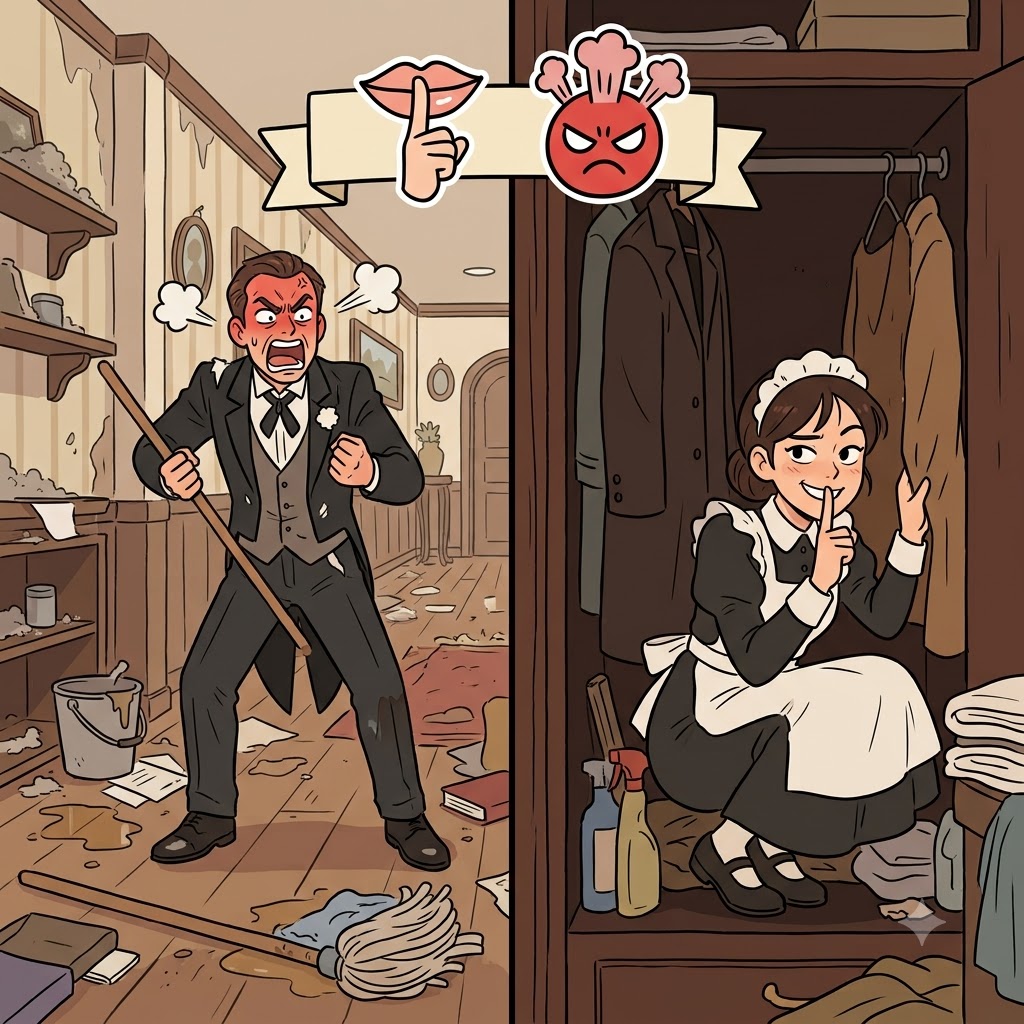 SH(shush) + IRK(annoy) — keeping quiet(SH) to irk(annoy) her furious boss, the lazy maid managed to shirk her cleaning tasks.
