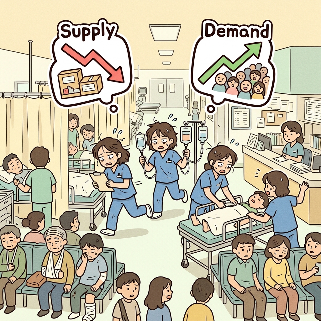 The hospital struggled with a shortage of nurses during the emergency.