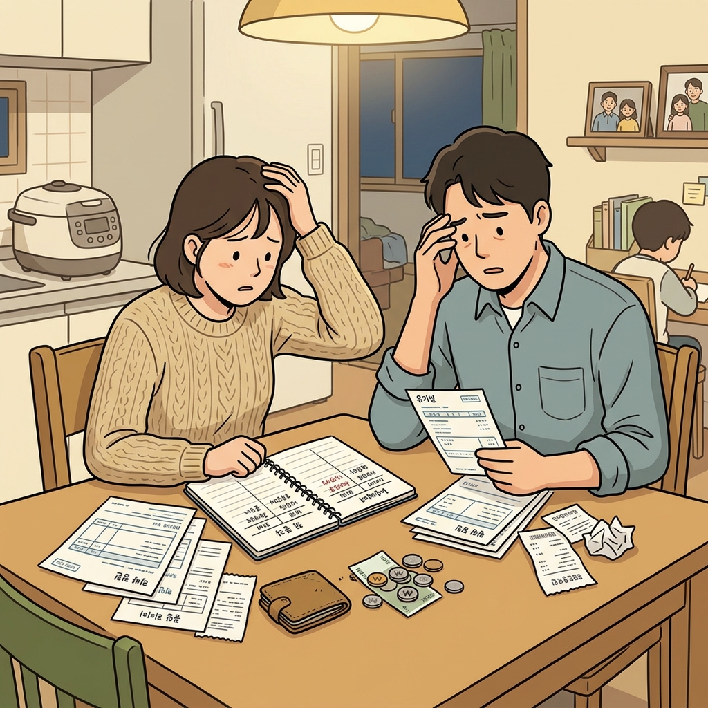 그 가족은 저축한 돈보다 더 많이 써서 부족액이 생겼다. (목표선에 Short(짧게) Fall(떨어졌다). → 부족)