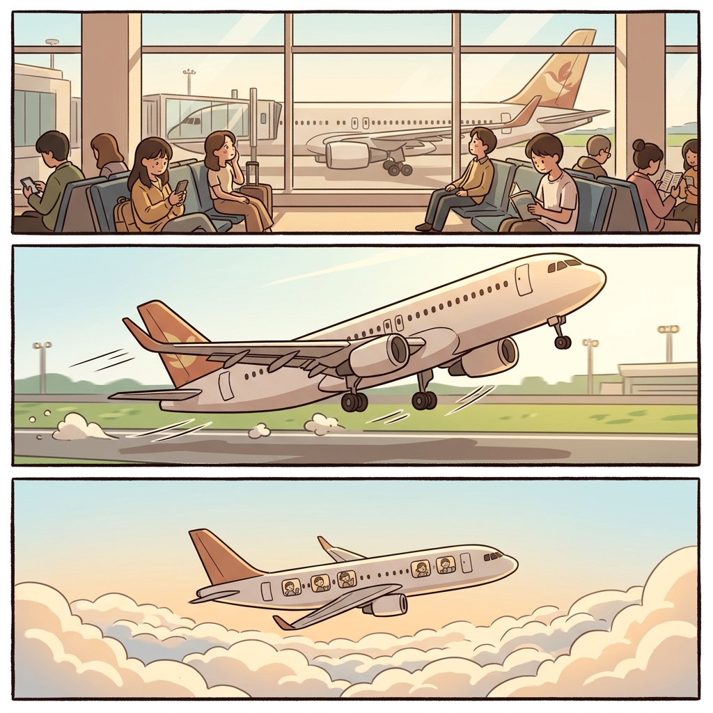 After a slight delay, the flight quickly reached cruising height.