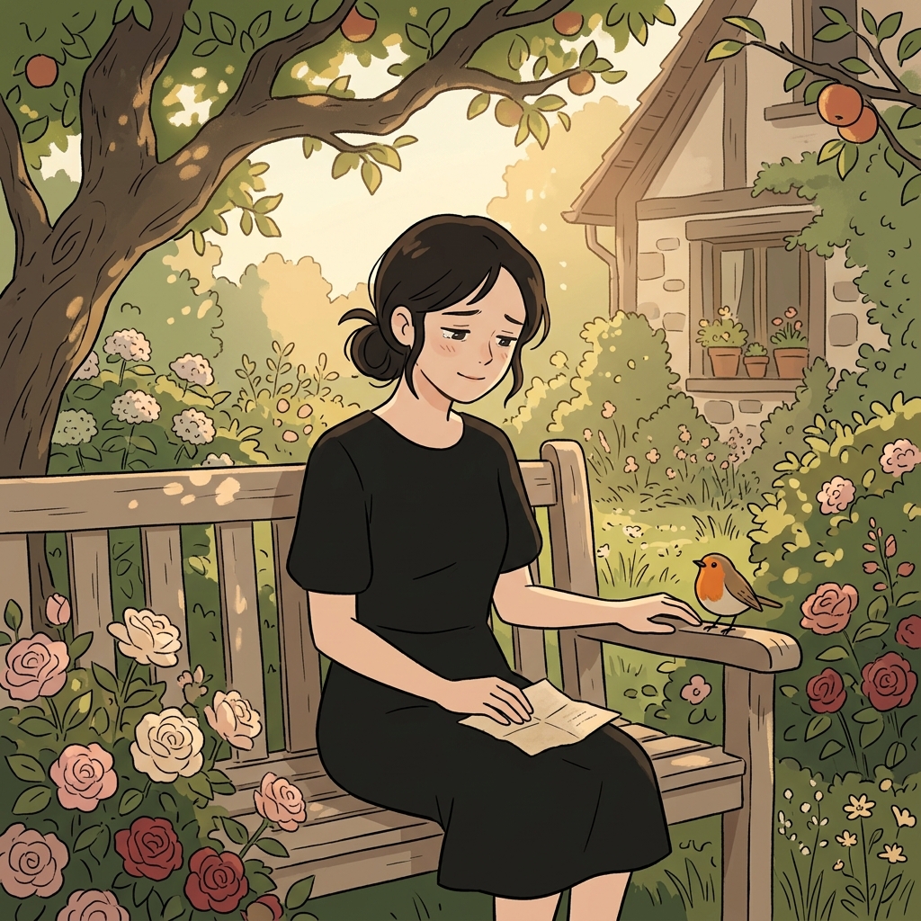 After the funeral, she found quiet solace in her grandmother's old garden.