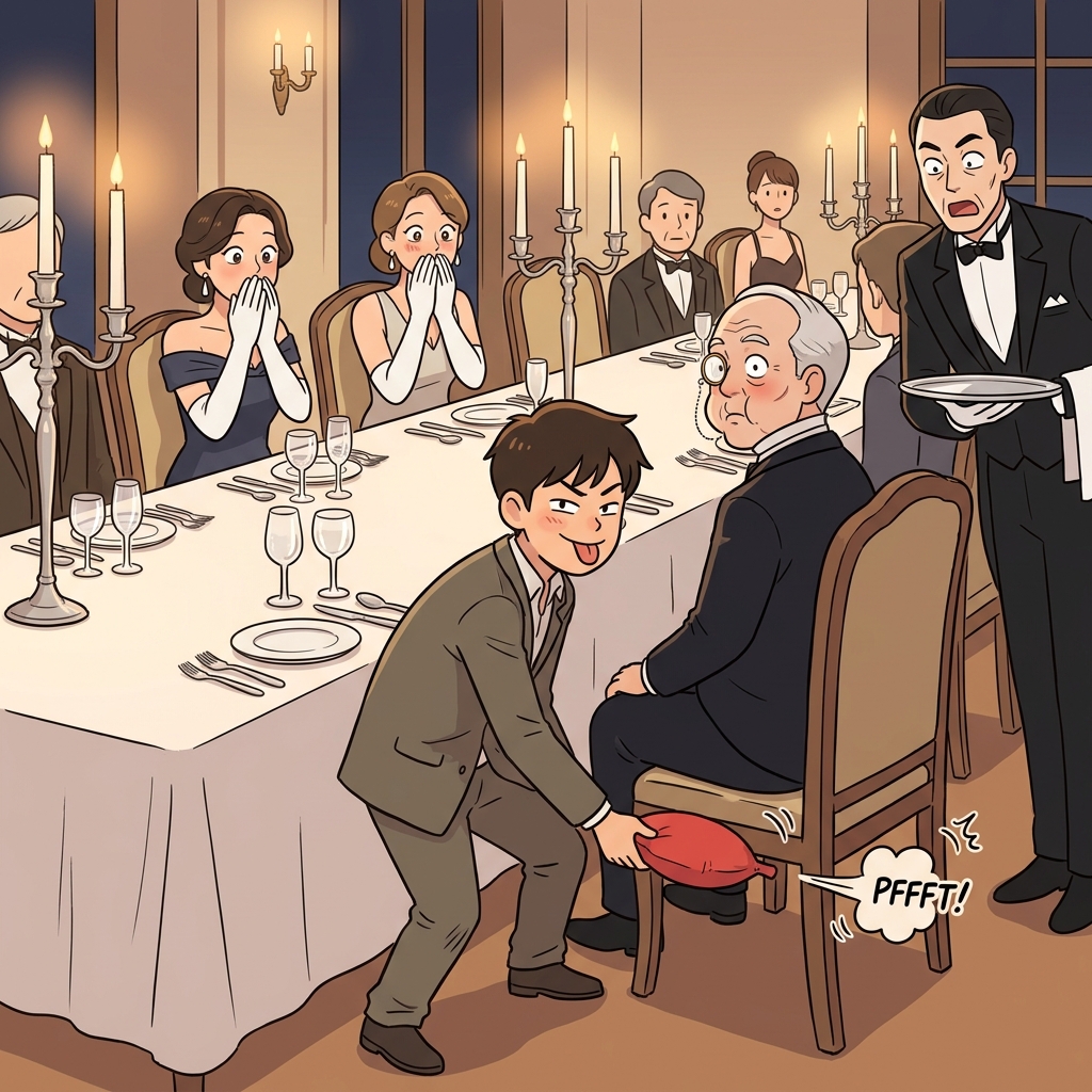 His sophomoric prank with the whoopee cushion embarrassed everyone at the formal dinner.
