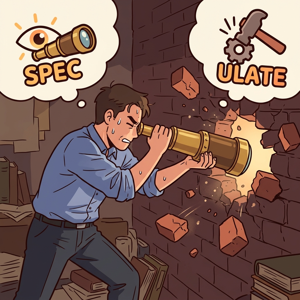 SPEC(보다) + UL + ATION(과정) — speculation은 아직 보이지 않는 것을 보려고 하는 추측의 과정이다.