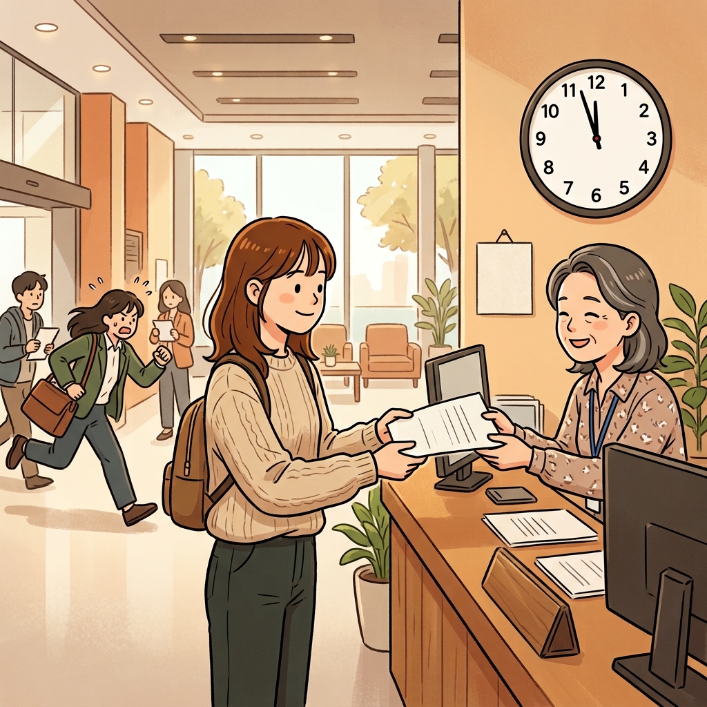 She submitted her job application before the deadline.