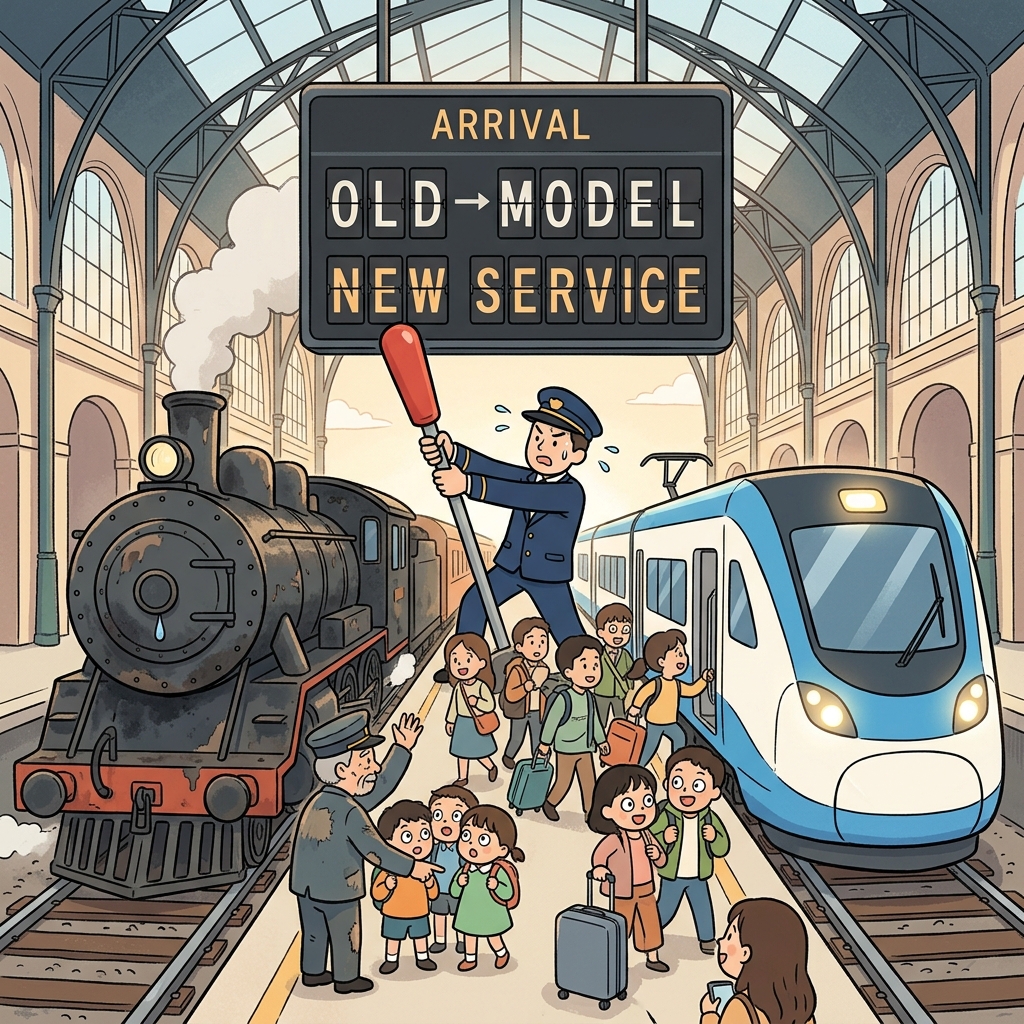 The new electric train will supersede the old steam locomotive next month.