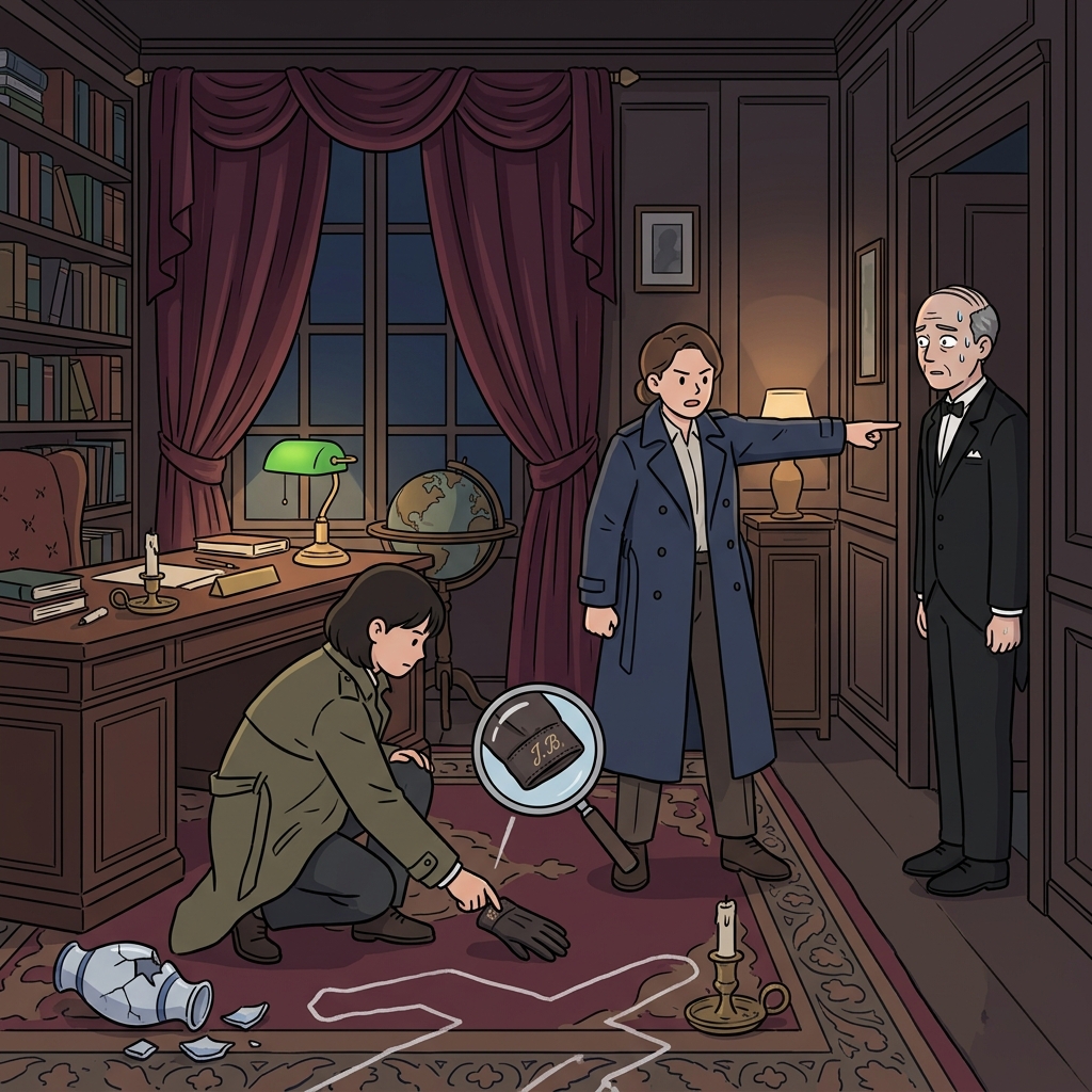 Detectives suspect the butler after finding his glove near the crime scene.
