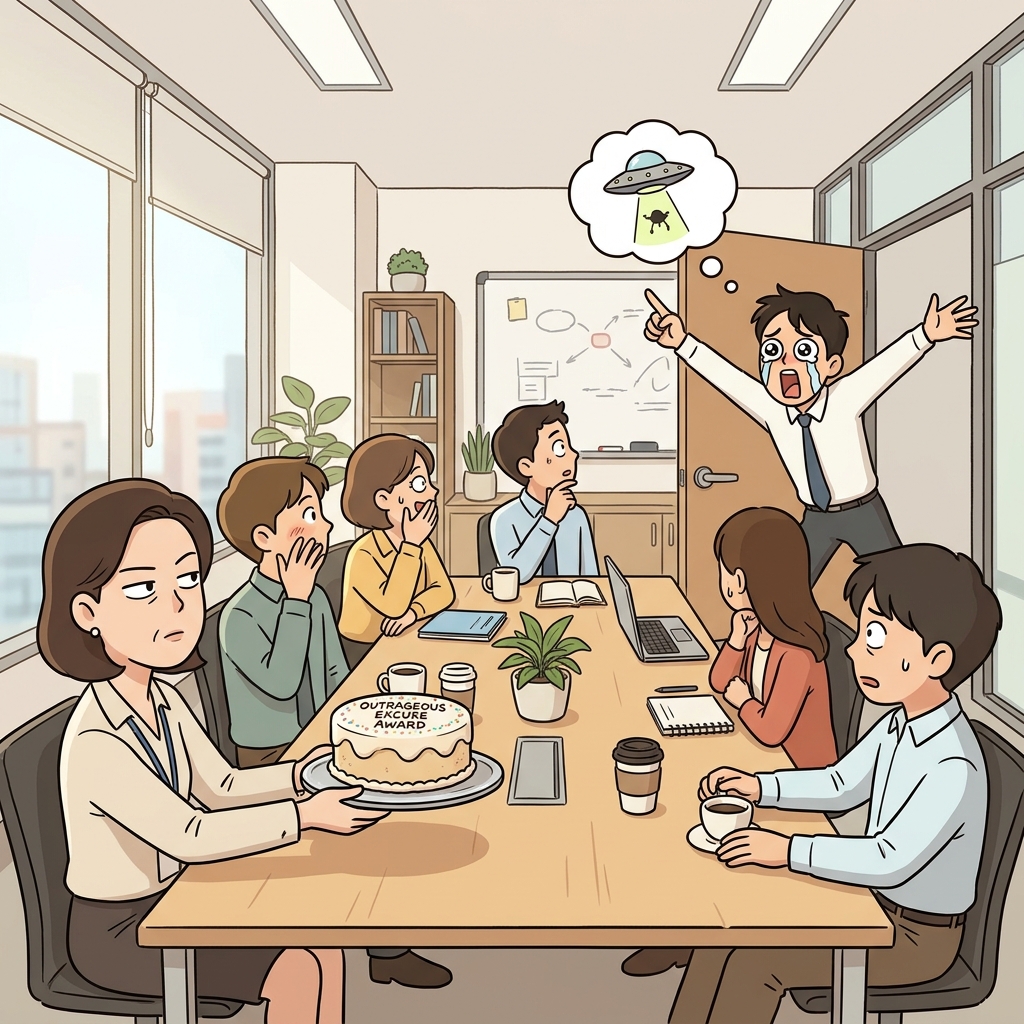 지각한 핑계로 외계인 납치를 들먹이다니, 진짜 가관이다.