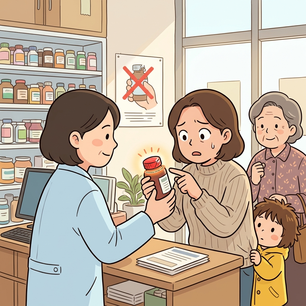 약병에 붙은 봉인 덕분에 누가 손댔는지 바로 알 수 있다.