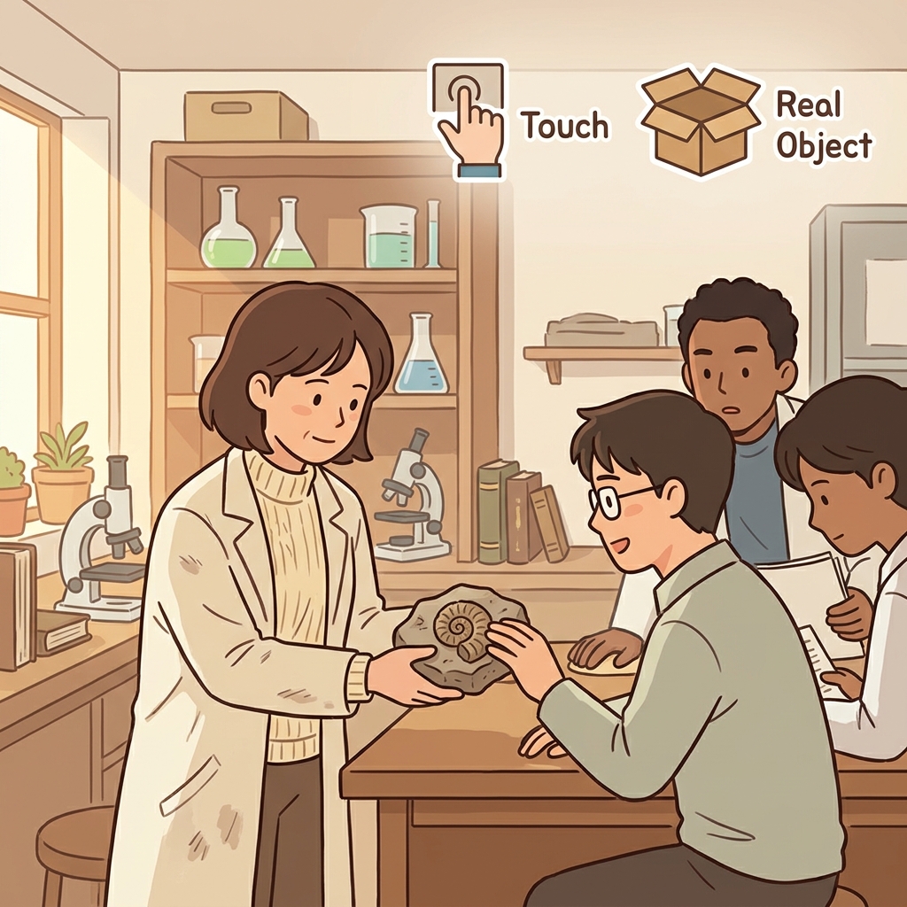 The scientist held tangible evidence in her hands.