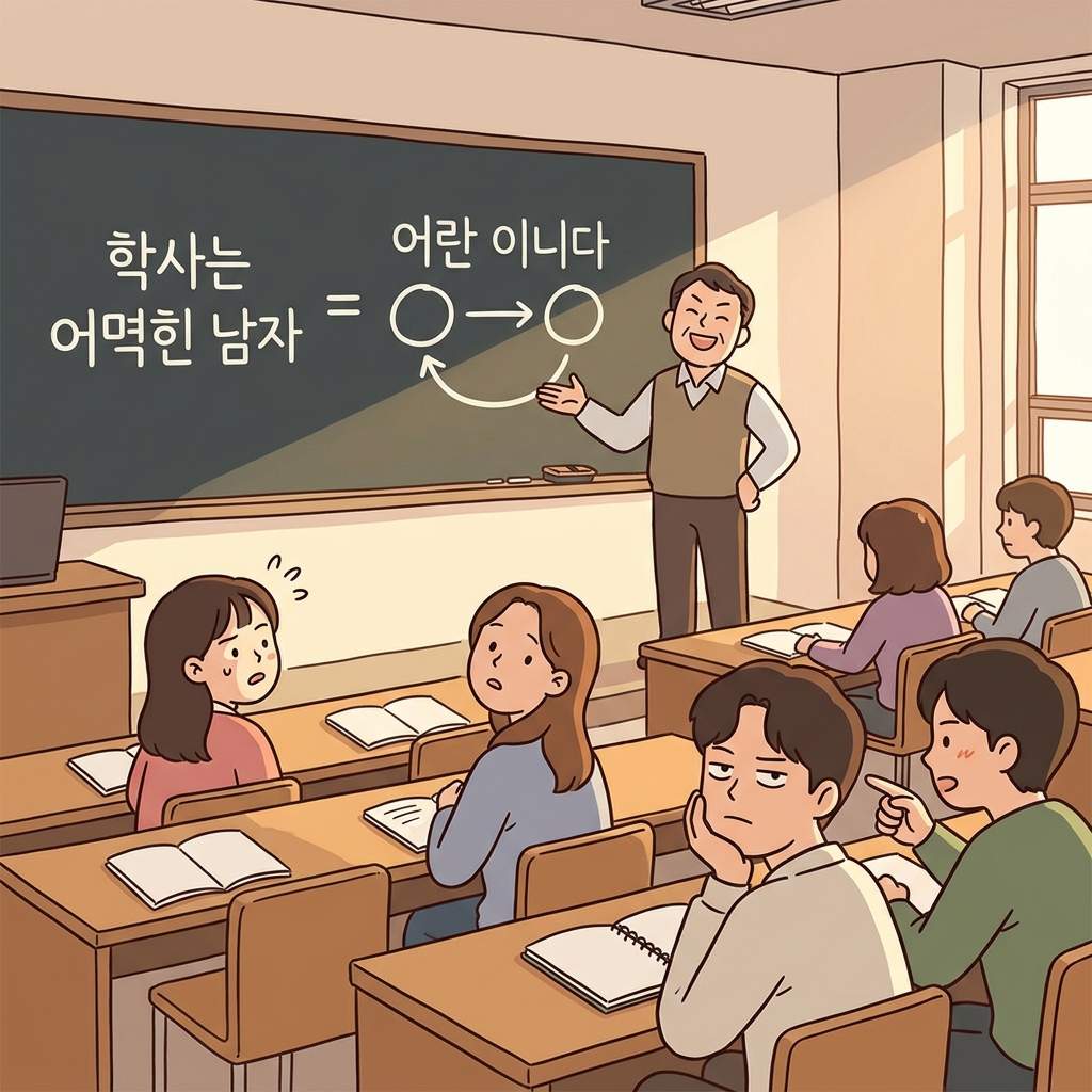 그의 말은 완전 동어반복이었다, 똑같은 걸 두 번 말한 셈.