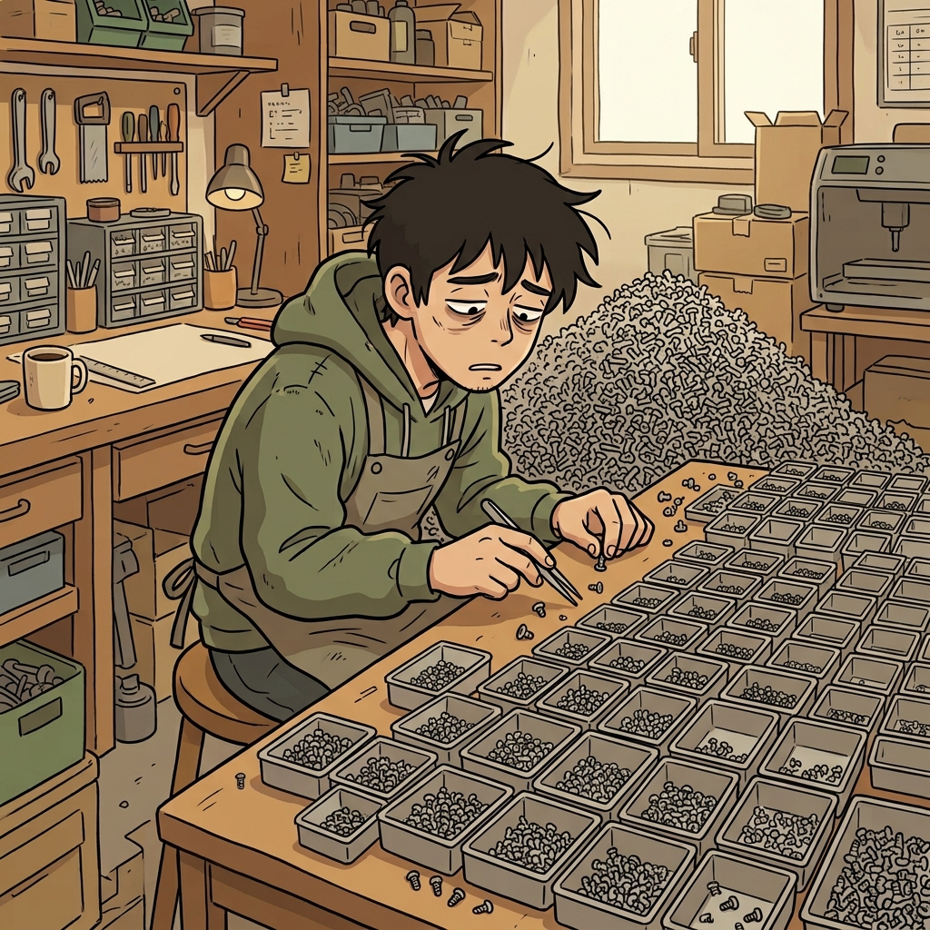 Sorting thousands of tiny screws by hand became a tedious job.