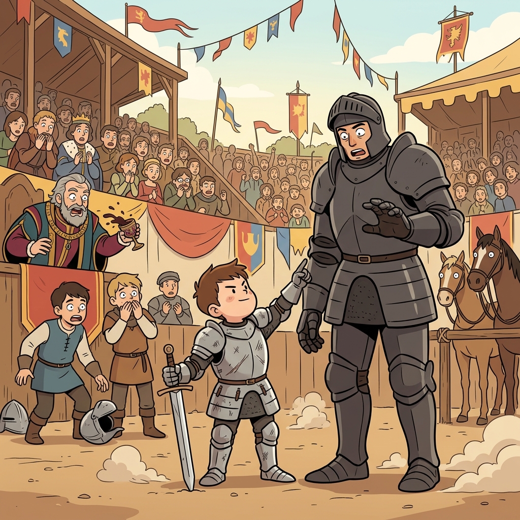 The young knight showed sheer temerity by challenging the veteran champion.