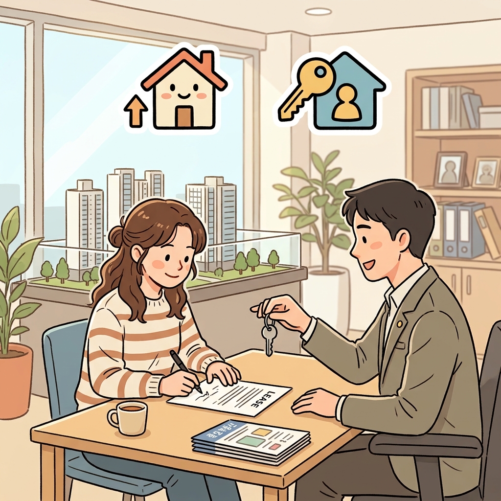 The tenant signed the lease before moving in. (🏠 Rent a Home + 🔑 Lives There → Tenant)