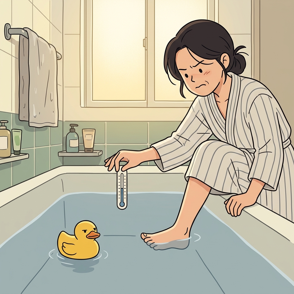The bath was tepid — neither warm enough to relax nor cold enough to refresh.