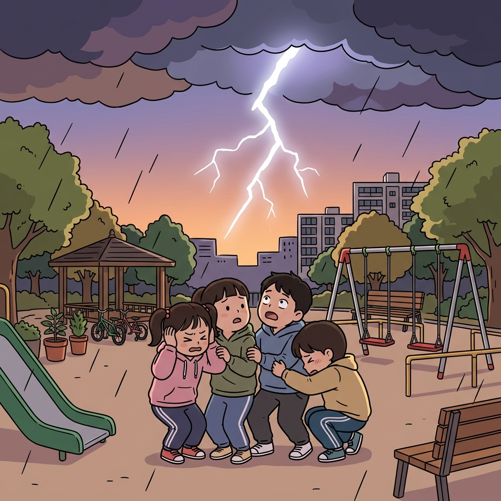The sudden thunderstorm terrified the children.