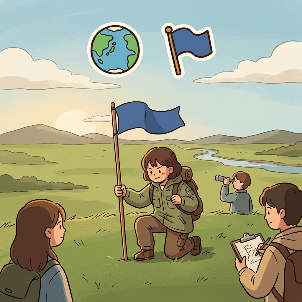 The explorer planted a flag to mark the new territory. (TERRA (land) → Terra means land or earth.)