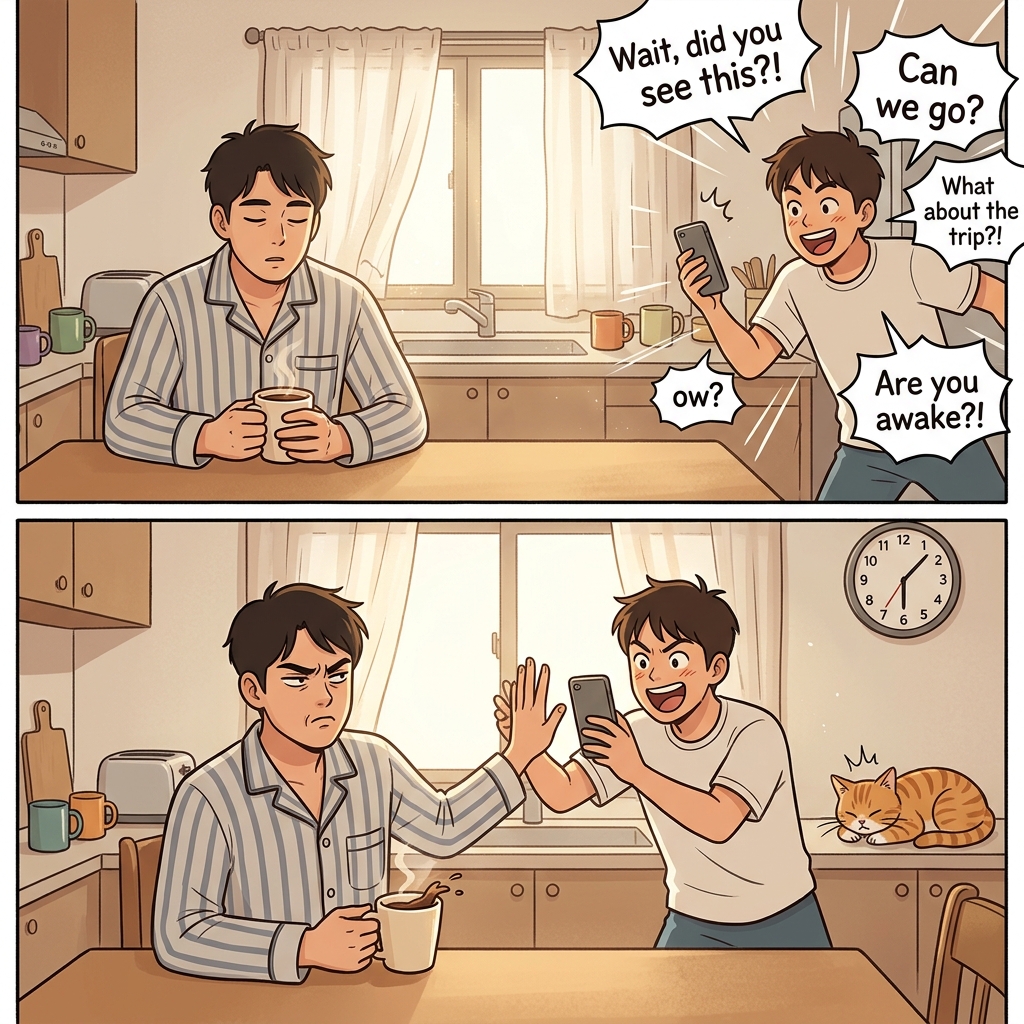 He gets testy when anyone interrupts his morning coffee ritual.