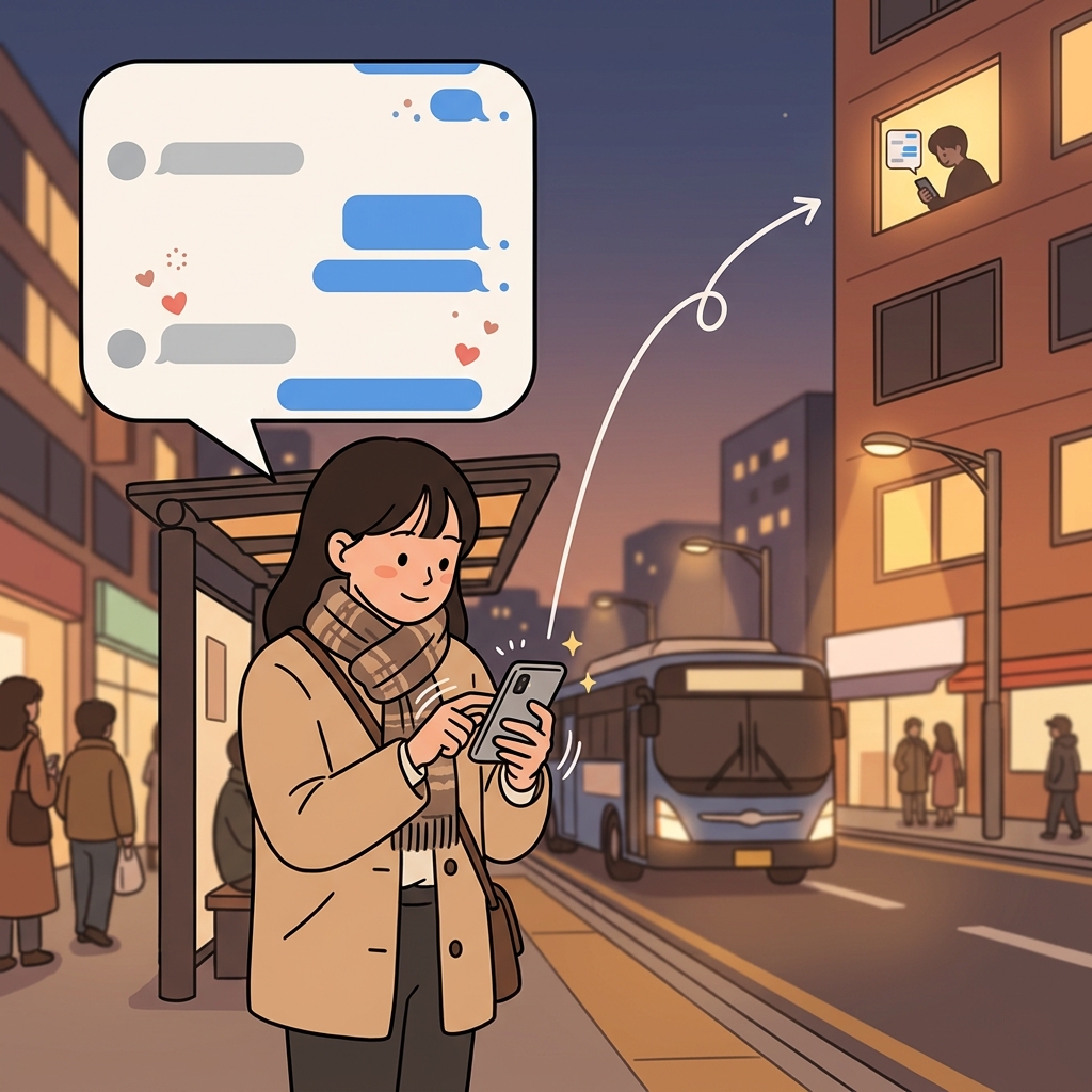 늦는다고 문자 하나 딱 보냈다.