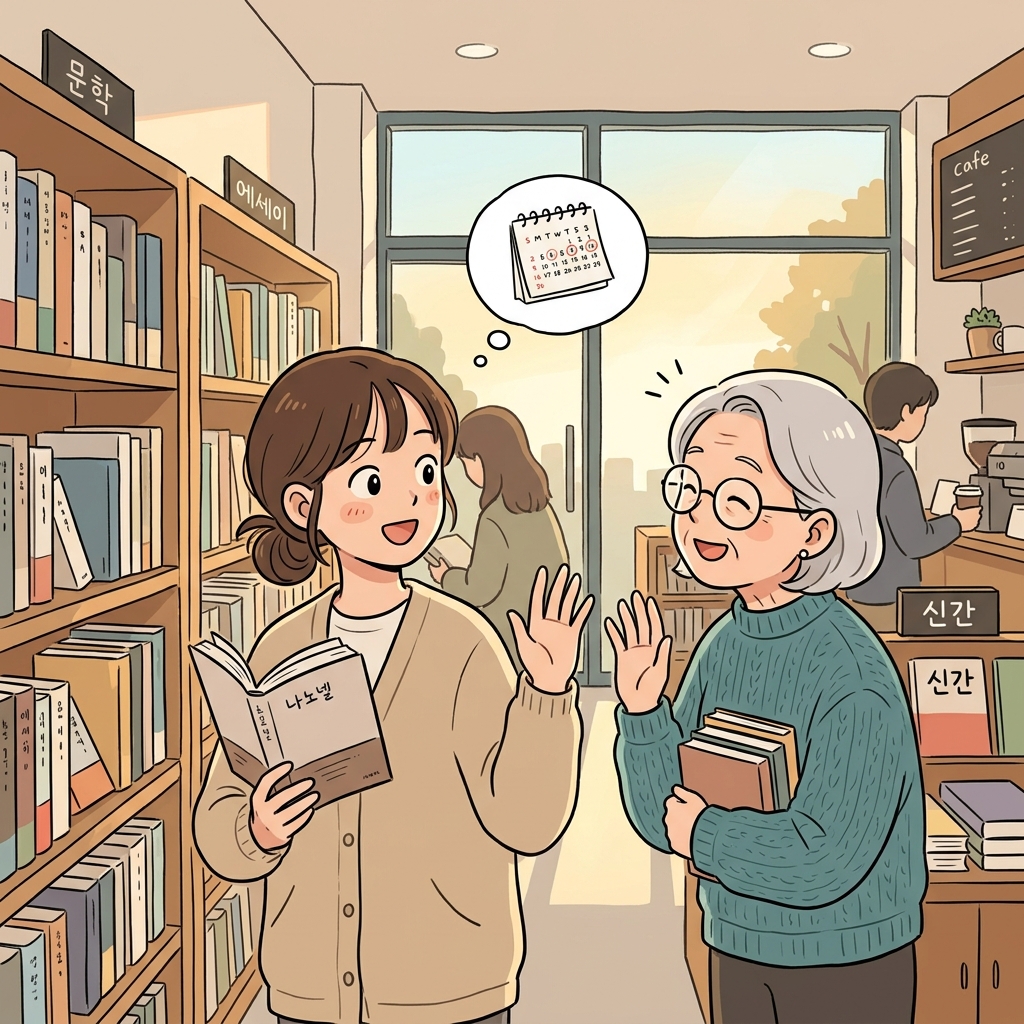 며칠 전에 서점에서 옛 선생님을 우연히 만났어.