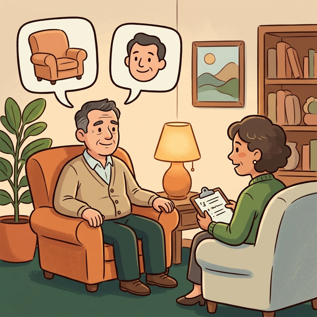 그 치료 시간은 남성이 다시 평온하고 행복한 기분을 느끼게 해 주었다.