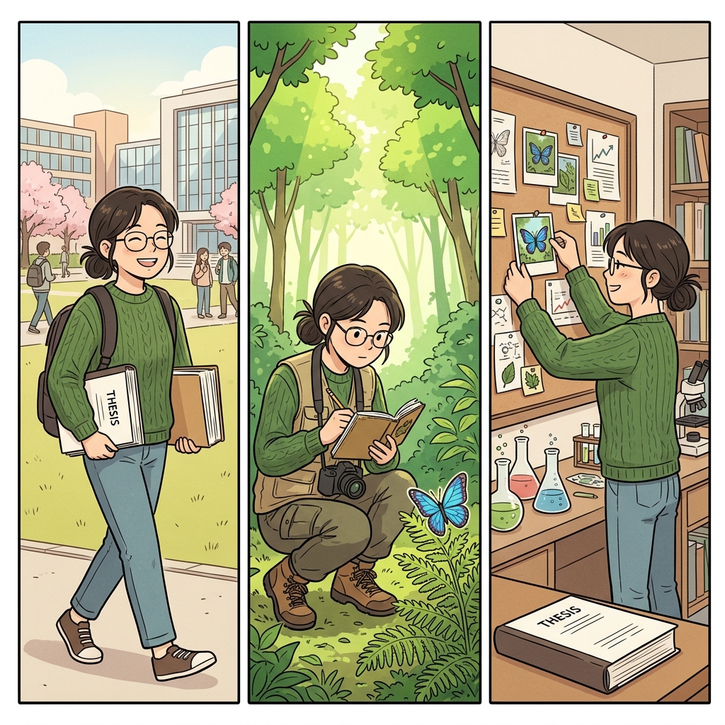 Her thesis about a rare species was organized into neat pieces of evidence.