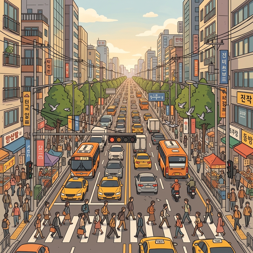 Broadway is the busiest thoroughfare in the whole city.