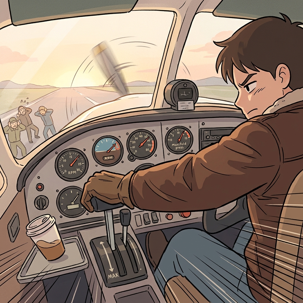 The pilot pushed the throttle forward, sending the plane roaring down the runway.