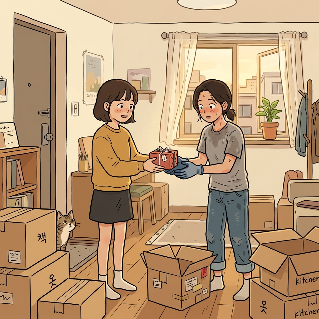 이사 도와준 친구에게 작은 선물로 고마움을 표했다.