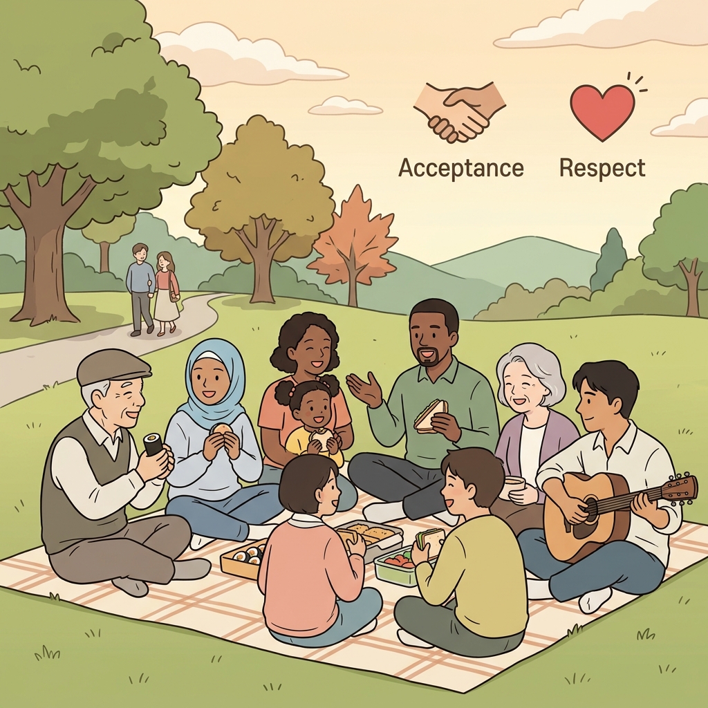 Tolerance allows people with different beliefs to live peacefully together.