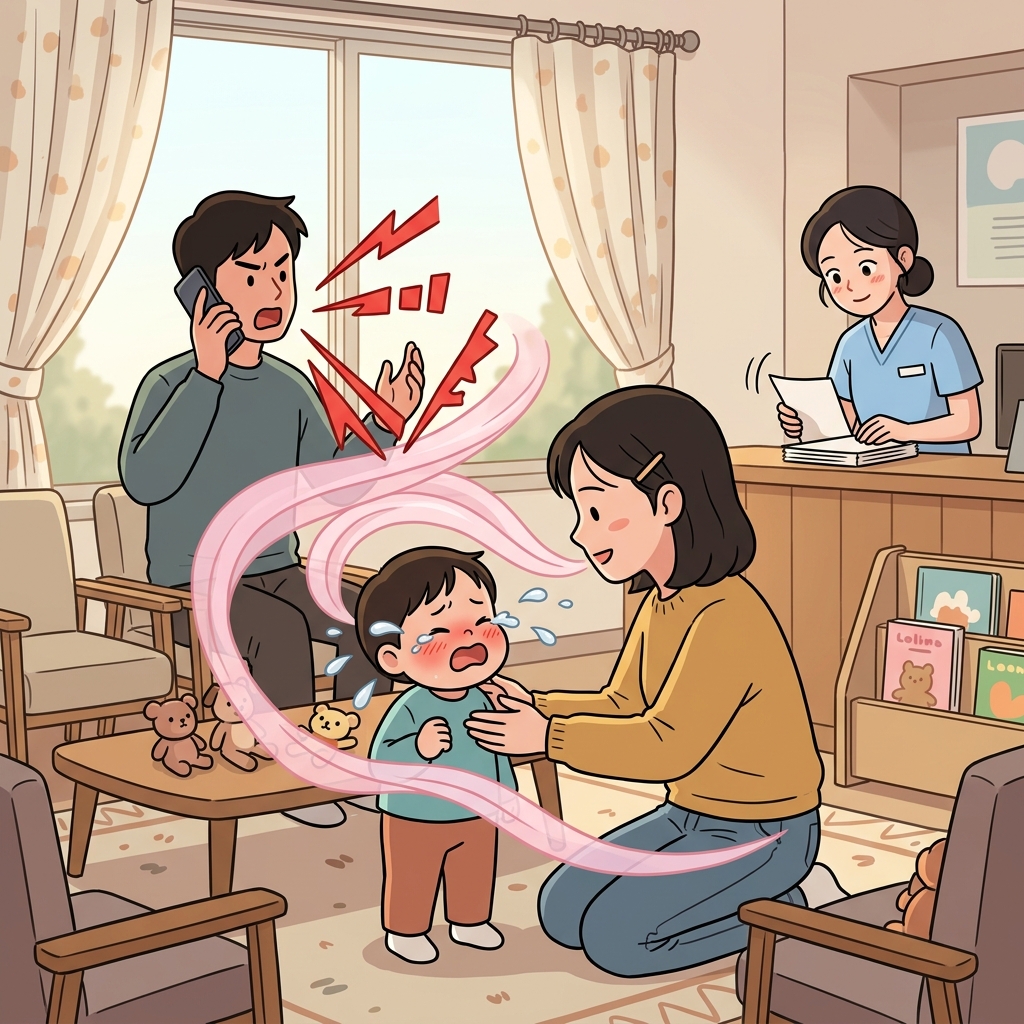 그녀의 부드러운 말투에 울던 아이가 금세 진정됐다.
