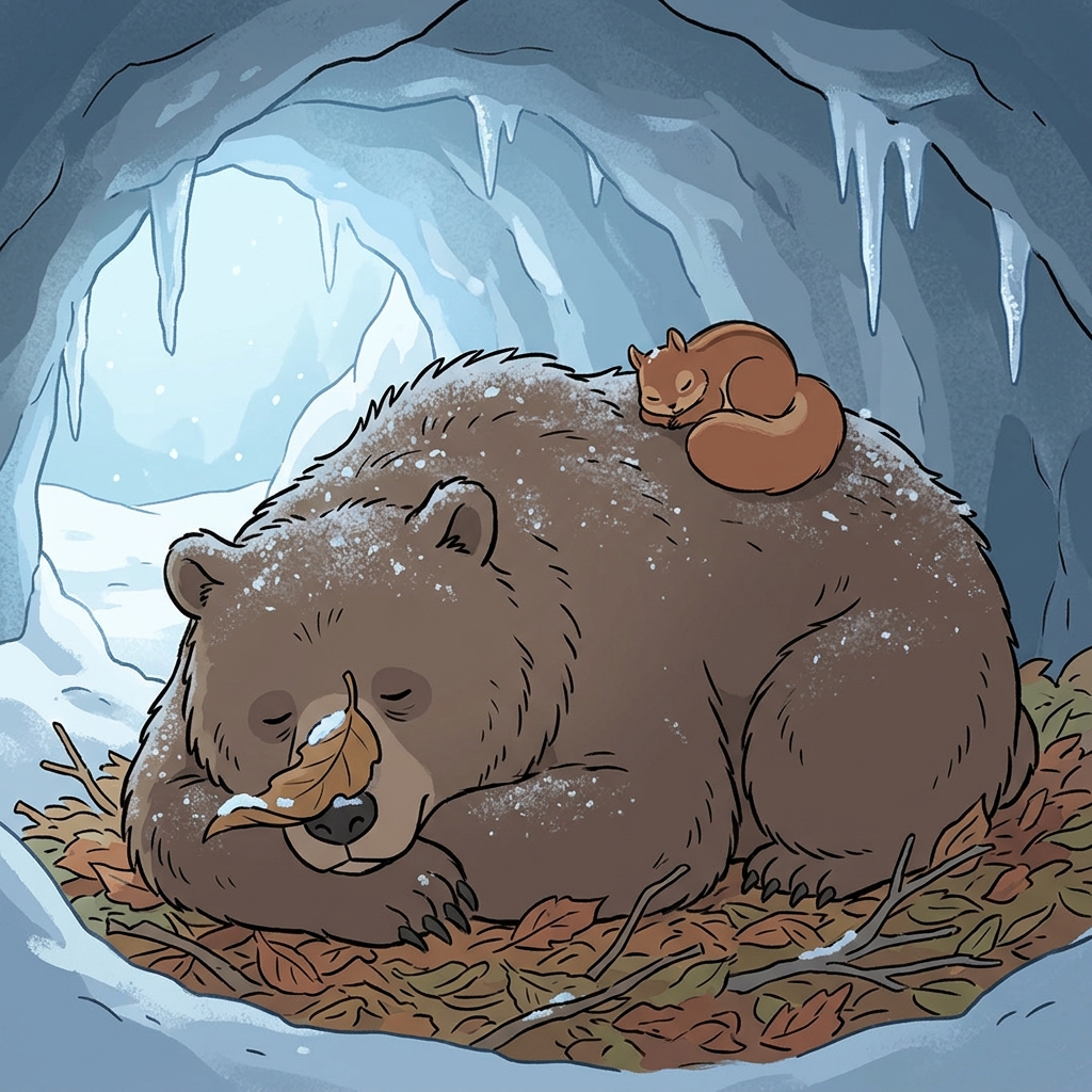 The bear lies torpid in its den through the long winter months.