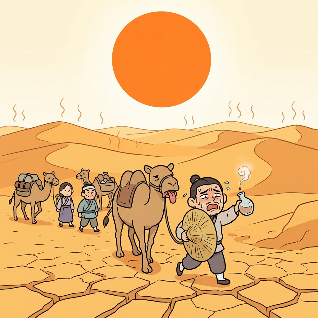 The torrid desert sun cracked the earth beneath the caravan's weary feet.
