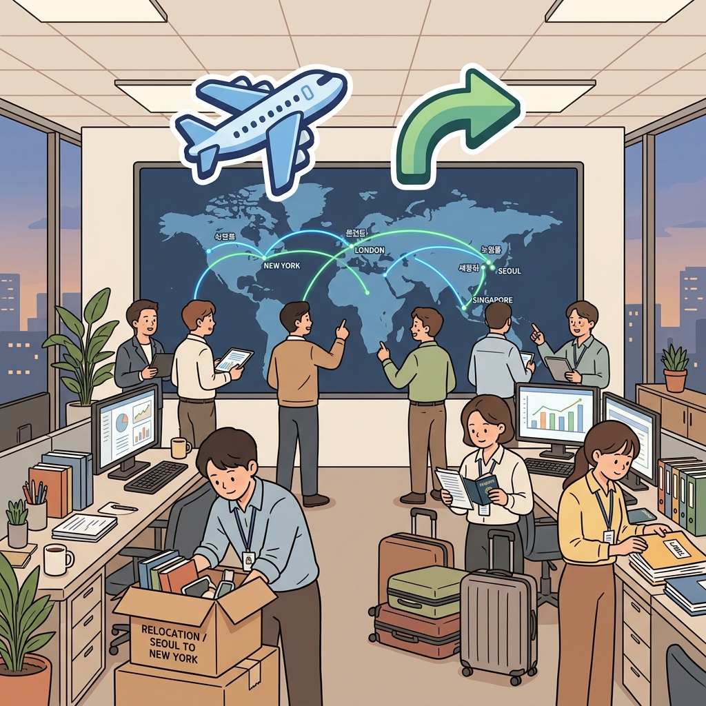 The employees transferred to a new office in another city. (TRANSFER → “TRANS-FER!” → travel far to a new office)