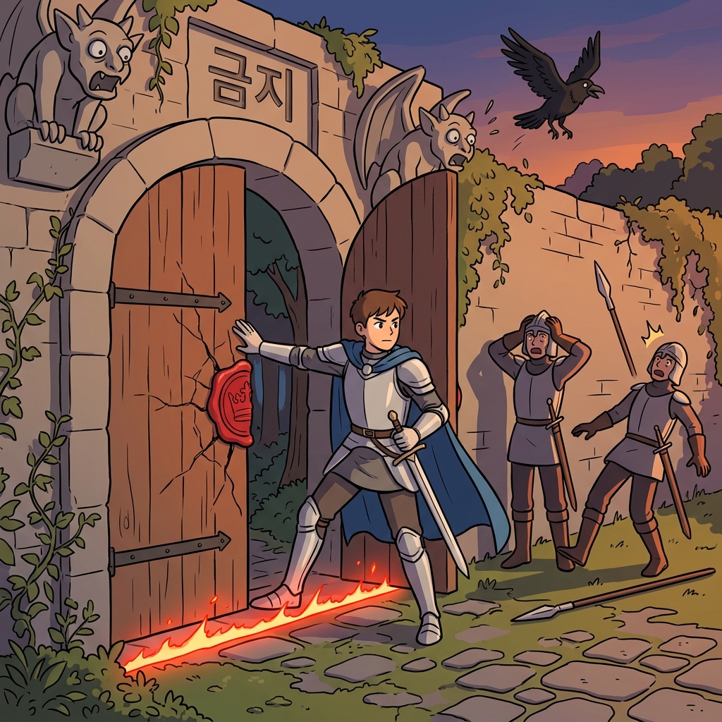 The knight chose to transgress the king's sacred law by entering the forbidden garden.