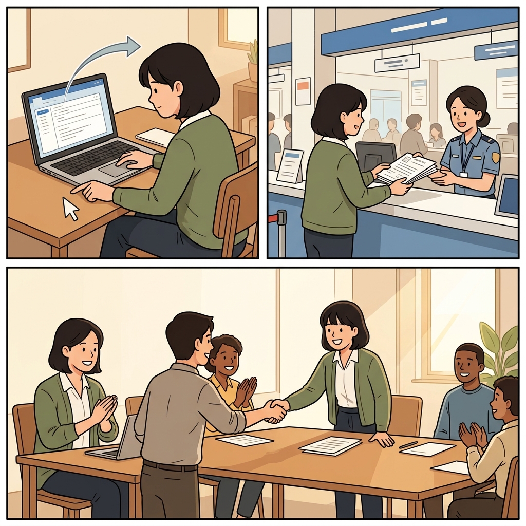 She transmitted the report, submitted the application, and committed to the project.