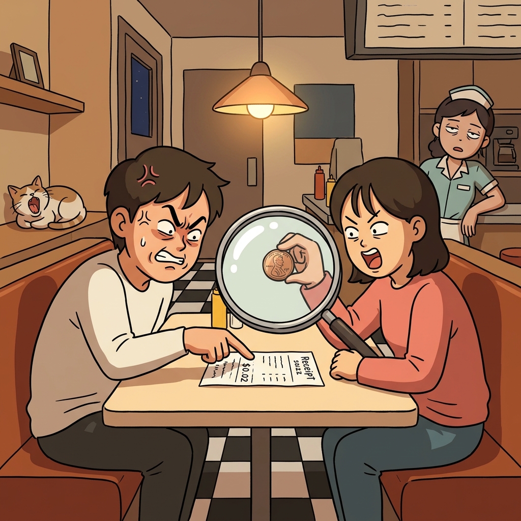고작 2센트 차이로 한 시간을 다투다니, 정말 사소한 일이다.
