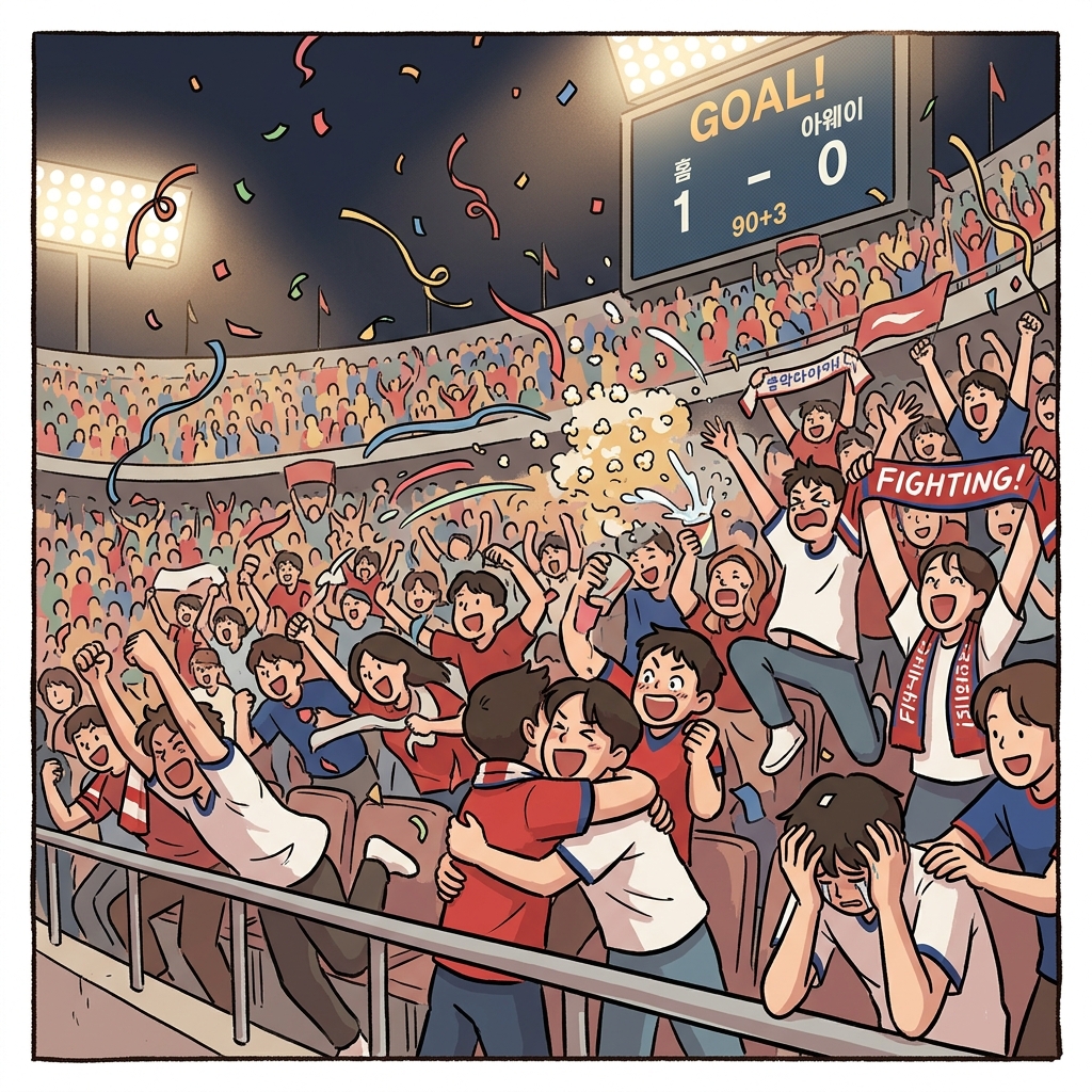 The tumultuous crowd erupted when their team scored the winning goal.