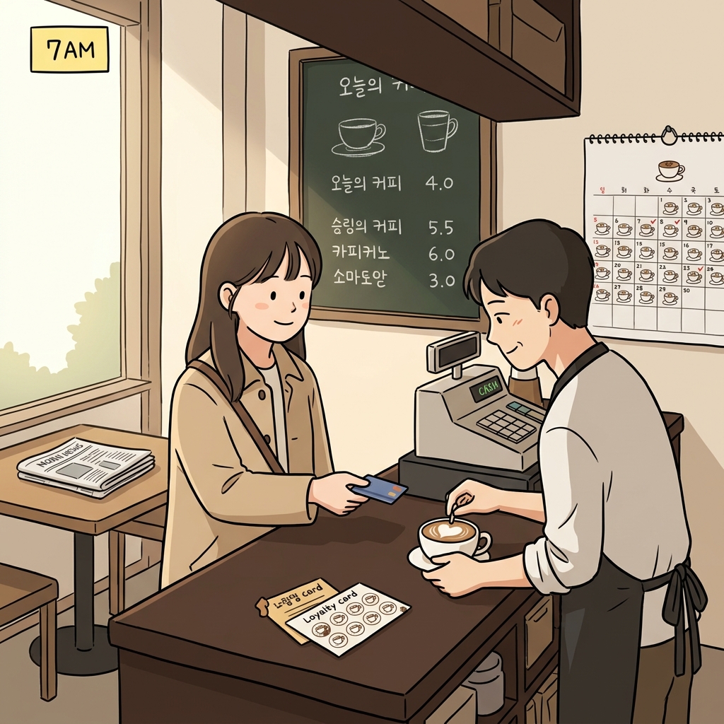 She typically orders the same cappuccino every morning at seven.