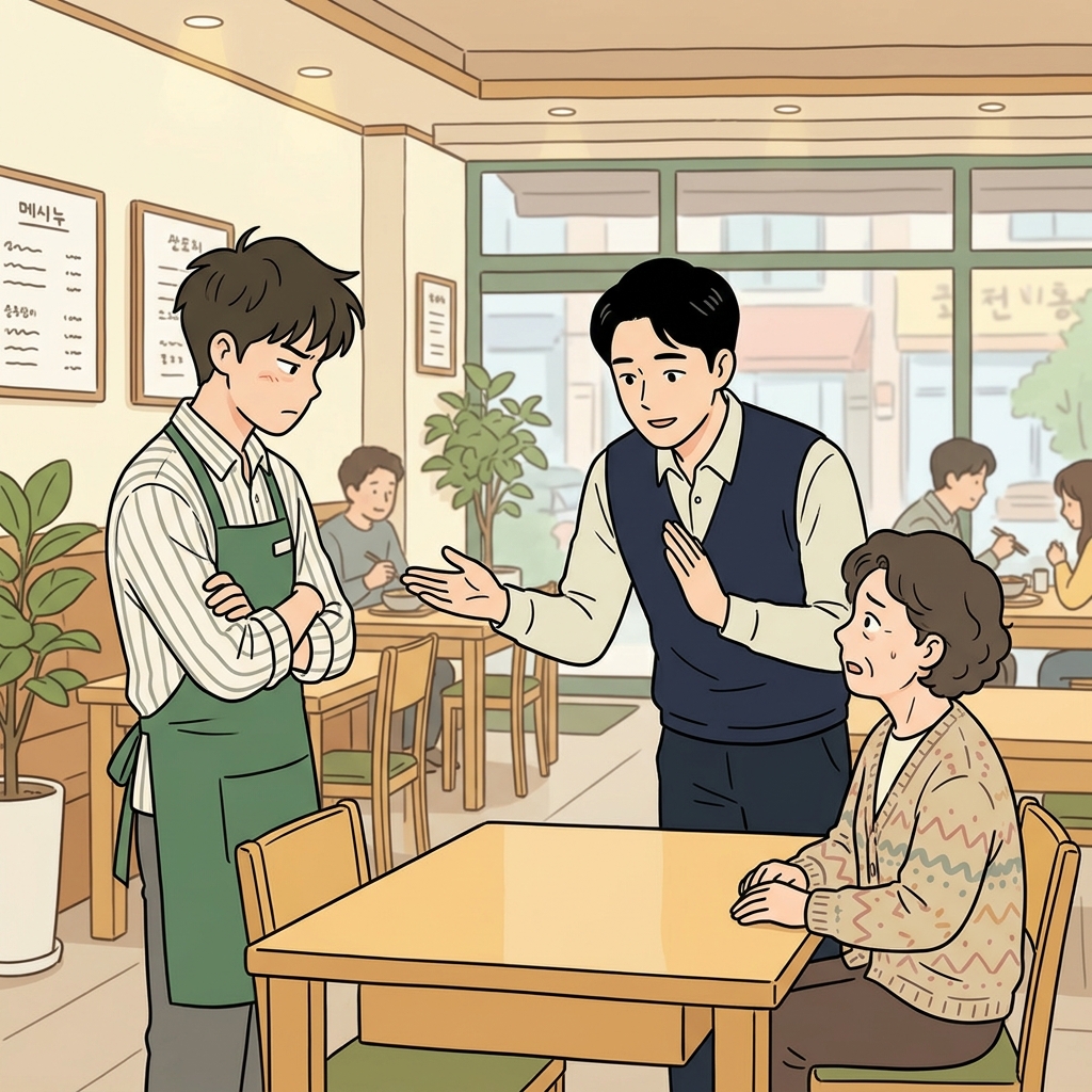이 식당에서는 손님에게 무례하게 행동하는 것은 용납할 수 없는(unacceptable) 일이다.