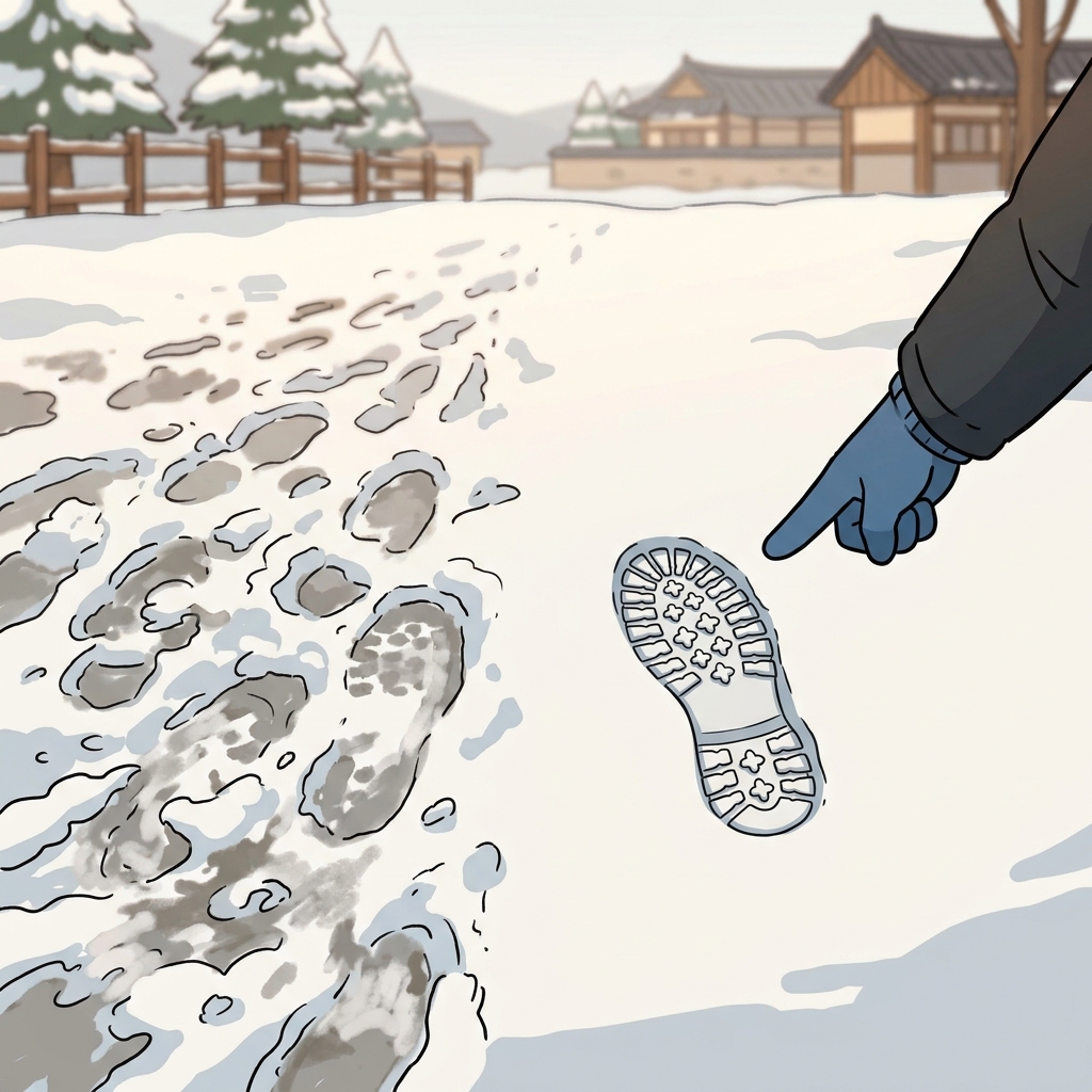 Unlike the smudged mud, the single deep boot print was an unambiguous clue.