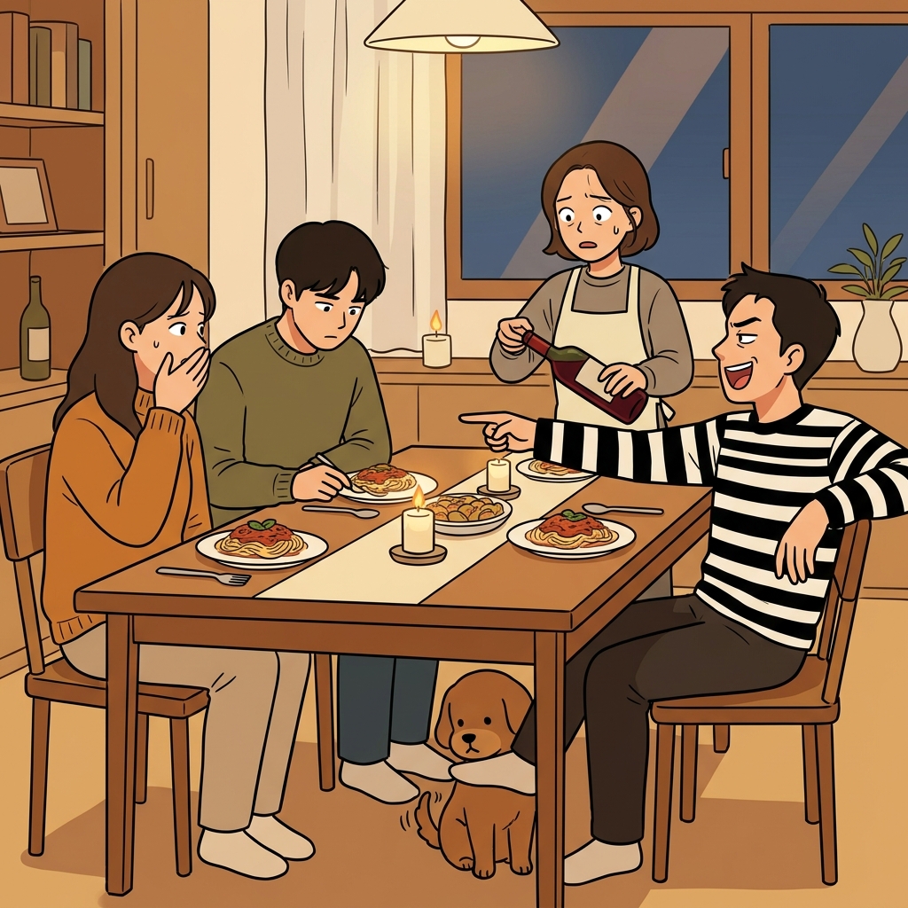그의 무례한 한마디에 저녁 식사 분위기가 싸늘해졌다.