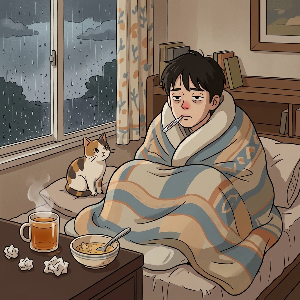 몸이 좀 안 좋아서 담요 뒤집어쓰고 종일 누워 있었다.