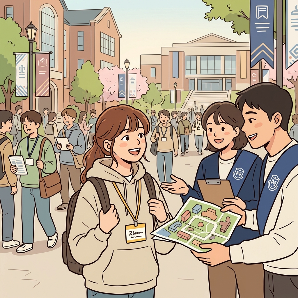 학부생들은 신입생 오리엔테이션에 모두 참석했다. ("Graduate 아래!" → 대학원생 아래 단계인 학부생들)
