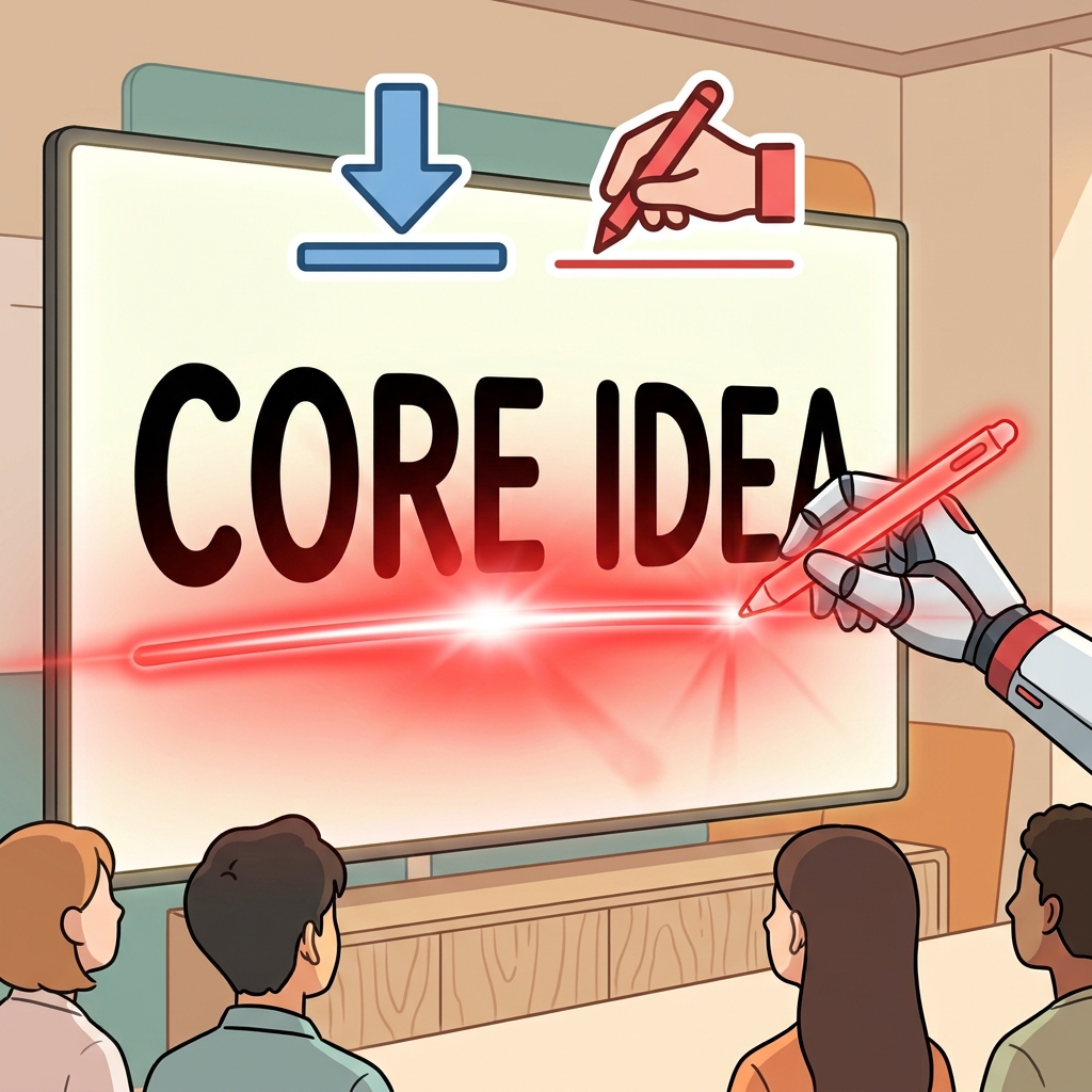UNDER(below) + SCORE(make a mark) — to underscore a word is to literally make a clear mark right below it to show its importance.