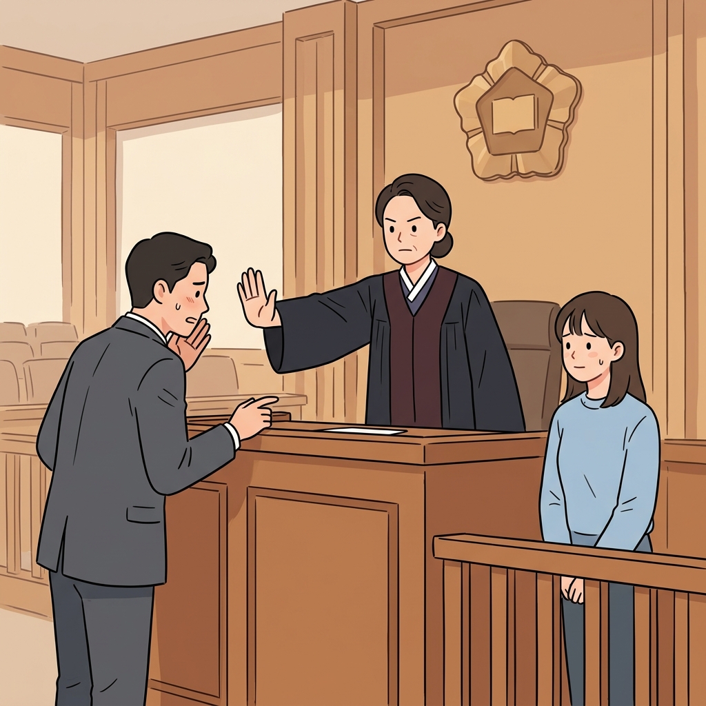 판사는 증인이 부당한 영향을 받지 않도록 보호했다. ("안 돼!" → 지나치거나 부당하면 "안 돼!")