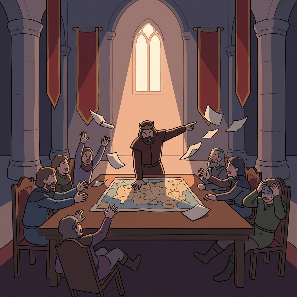 The king made a unilateral decision to declare war, ignoring his council entirely.