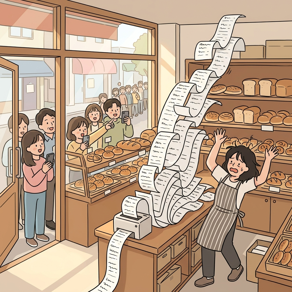 A sudden upsurge in bakery orders left the shop overwhelmed by lunchtime.