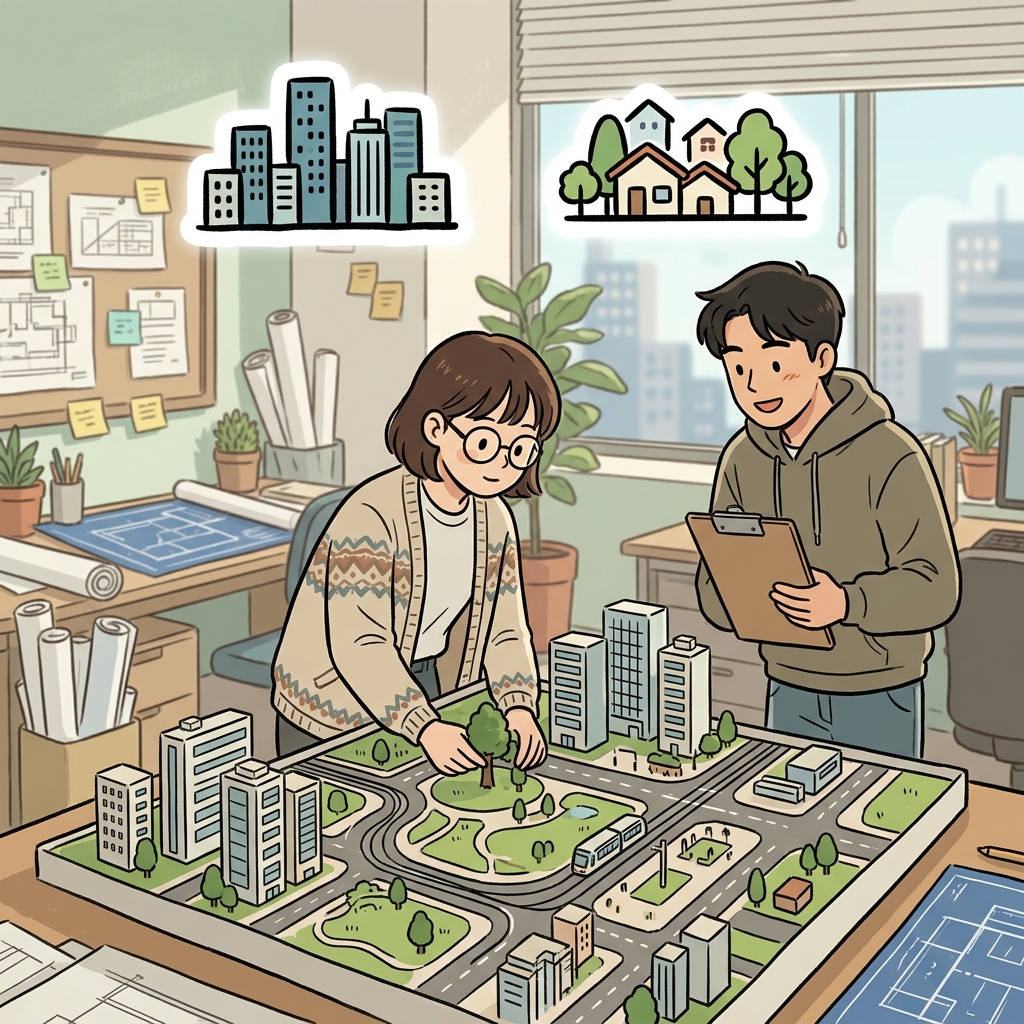 도시 계획가들은 성장하는 도시를 위해 더 푸른 주거 지역을 설계했다.