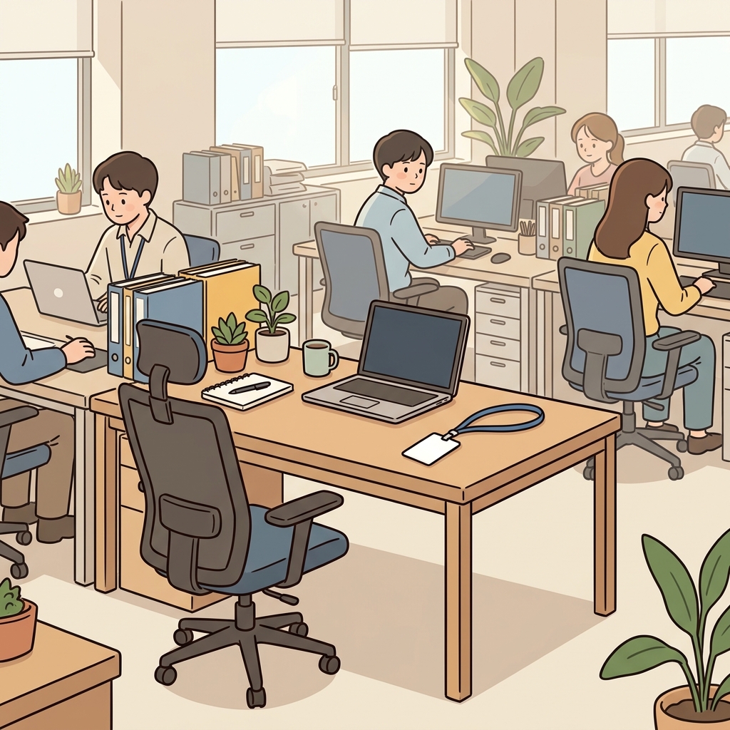 The desk remained vacant while the company searched for a new designer.